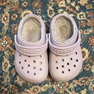Crocs Kids Purple Clogs with Fleece Lining
